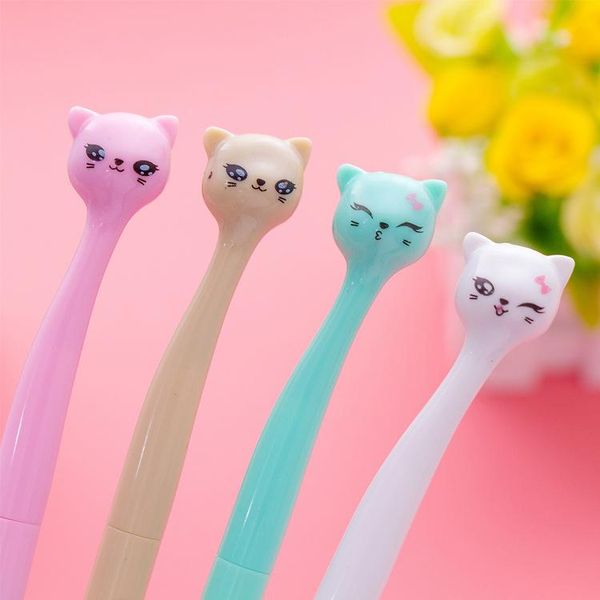 

gel pens 48pcs/lot cute cartoon creative stationery black ink 0.38mm animal cat style fresh kawai candy color pen unisex