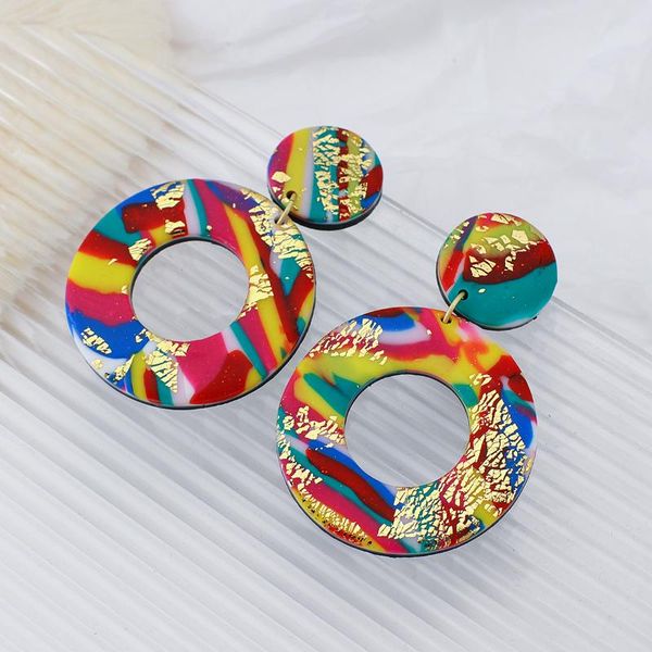 

dangle & chandelier lifefontier bohemia rainbow color gold foil clay drop earrings for women boho polymer holiday jewelry gifts, Silver