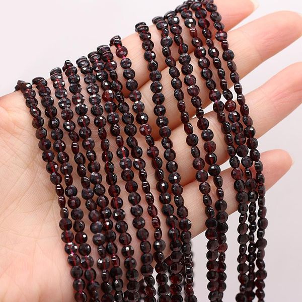 

other 4mm natural garnet stone beads oblate round faceted spacer for jewelry making diy bracelet necklace handmade