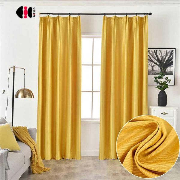 

curtain & drapes orange modern blackout curtains for living room yellow linen cotton thick heavy french window treatment cortinas zh455d