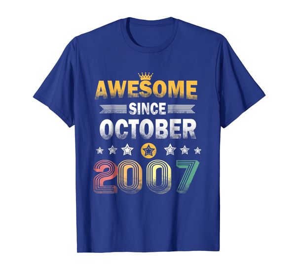 

Awesome Since October 2007 Shirt Vintage 11th Birthday Gifts, White;black