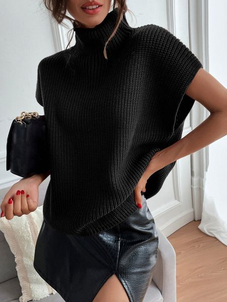 

solid high neck batwing sleeve knit r8zr#, White