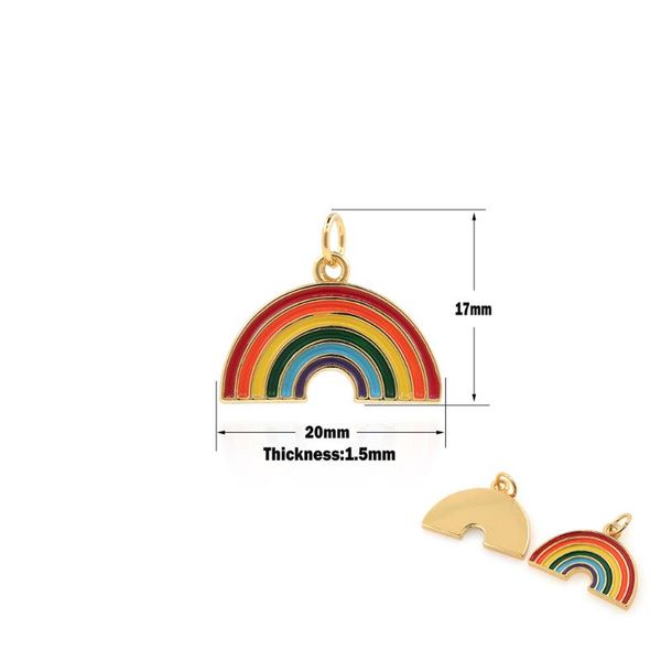 

charms diy jewelry copper gilded enamel accessories rainbow pendant bracelet necklace making, Bronze;silver