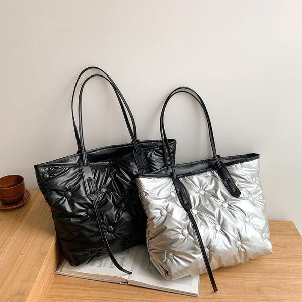 

evening bags autumn winter cotton women large capacity shoulder simple pure color lady bucket shopping tote handbags