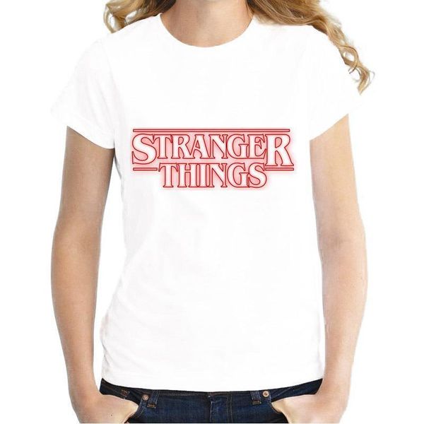 

funny tv series stranger things t-shirt women's novelty white printed t shirt summer hipster cool female tee