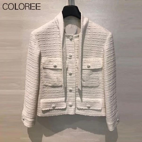 

women's wool & blends autumn winter jacket women 2021 korean fashion double-breasted long sleeve woo coat female white/black jackets pa