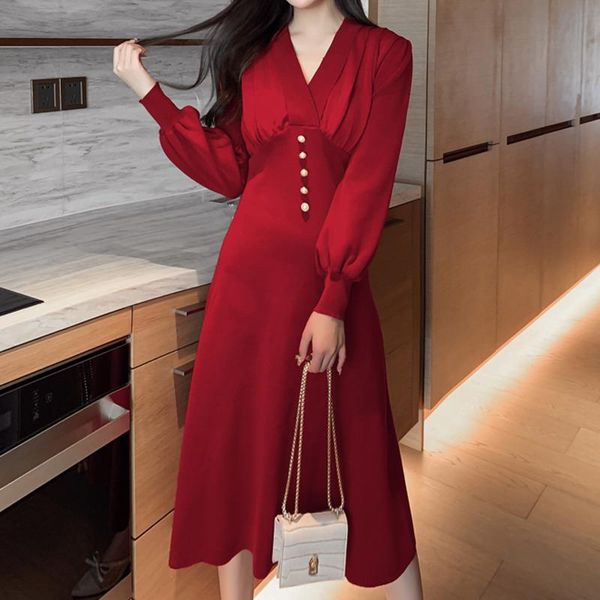 

casual dresses 2021 autumn knitted slim for women long sleeve office lady sweater maxi dress vestidos sukienki damskie, Black;gray