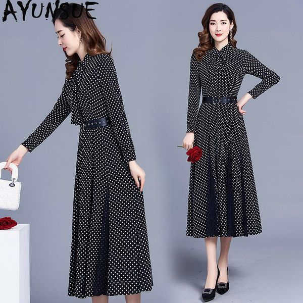 

casual dresses spring summer dress 2021 ladies vintage polka dot long women party black elegant plus size vestidos my2334, Black;gray