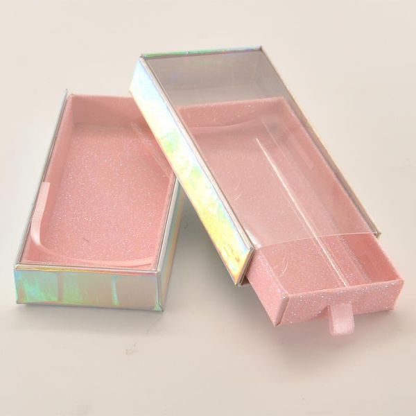 

false eyelashes 10/pack wholesale lash boxes packaging eyelash box package custom rectangle drawer pink silver mink lashes makeup case vendo