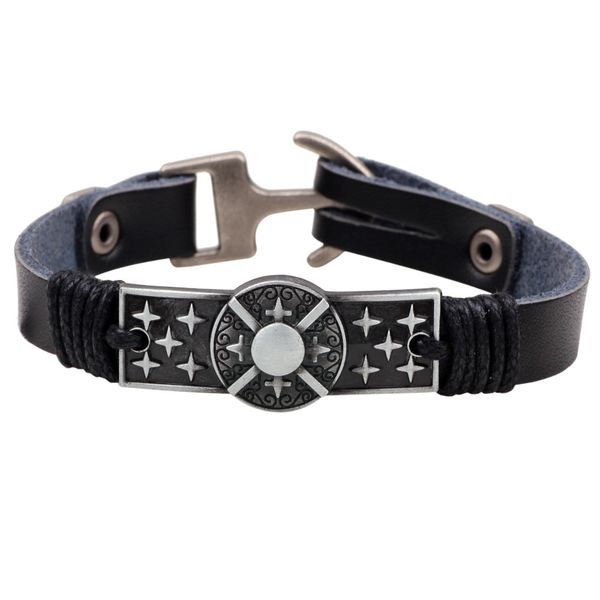 

nimei new leather alloy ship anchor bracelet men's woven bracelet, Golden;silver