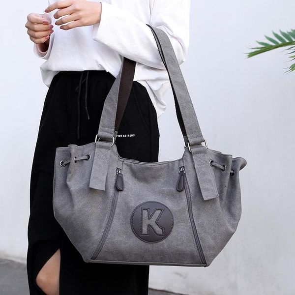 

evening bags canvas shoulder big bag female 2021 messenger casual wild ladies capacity handbag