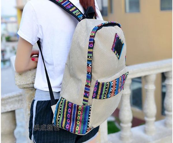 

backpack 30pcs/lot good quality women canvans female retro causal style leisure big capacity travel