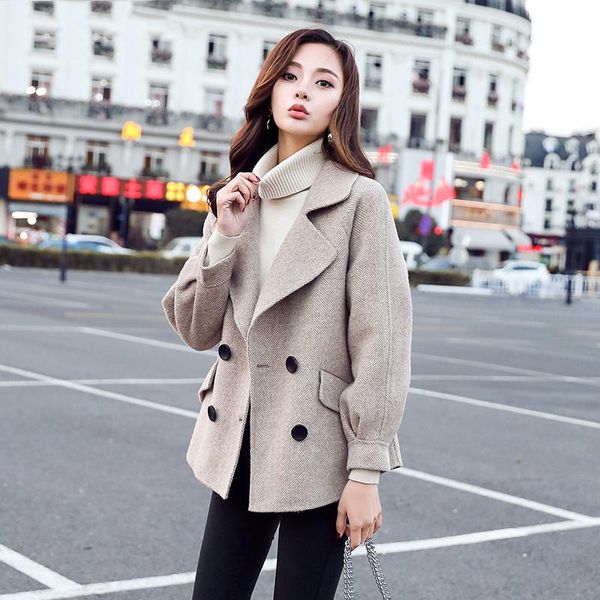 

women's wool & blends woolen coat women 's short 2021 autumn, Black