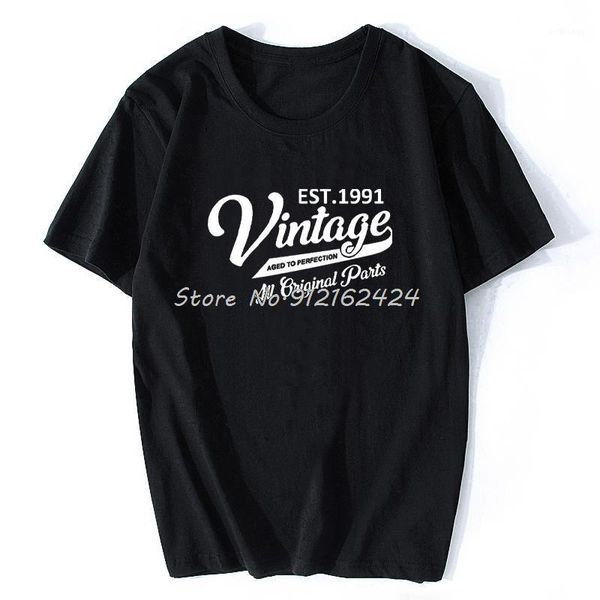 

men's t-shirts funny vintage 1991 birthday gifts anniversary graphic short sleeve t shirt made in aged to perfection harajuku t-shirt, White;black