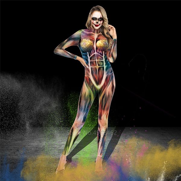 

2021 new zombie scary ghost costumes horror muscle rotting demon purim stage halloween costume for women jumpsuit carnival party 47bt