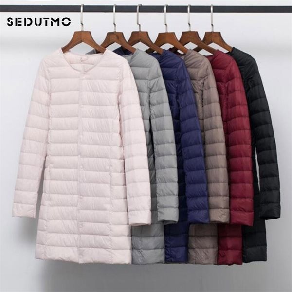 SEDUTMO Winter Frauen Ente Unten Jacken Lange Ultra Licht Mantel Casual Puffer Jacke Schlank Schwarz Herbst Parkas ED875 211013