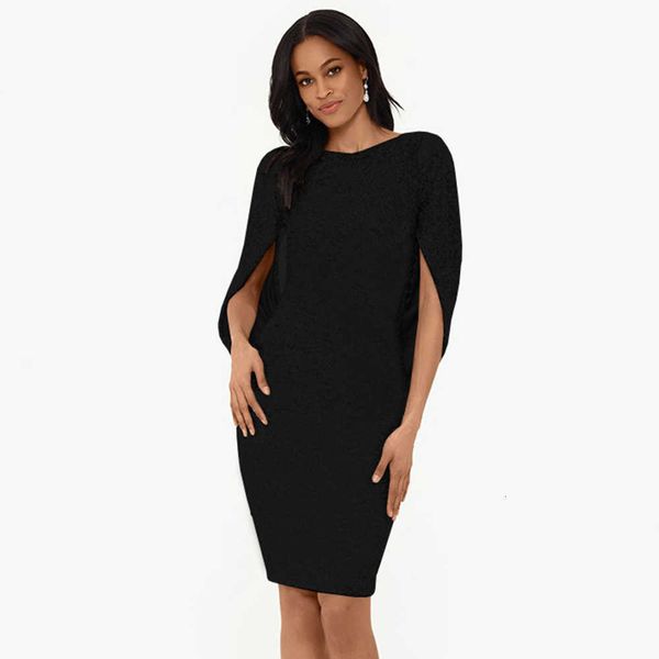 

luxury evening party drs cape sleeve black short skirt women's
