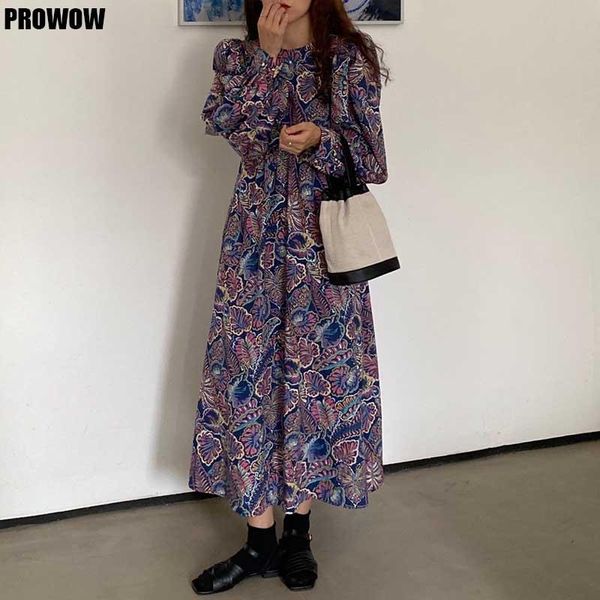 

casual dresses vintage floral women's spring autumn dress 2021 korean elegant chiffon loose holiday hedging long sleeve ladies, Black;gray