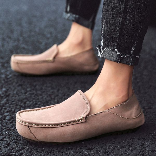 

casual mens shoes genuine leather breathable moccasins slip on outdoor comfortable soft bottom walking shoes men formal shoes for men k7xf#, Black