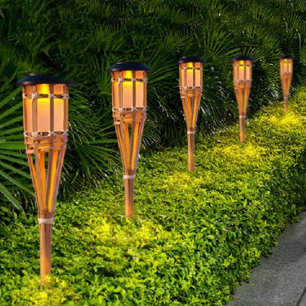 

solar lamps thrisdar outdoor garden bamboo torch lights landscape pathway tiki light lawn spike spotlight