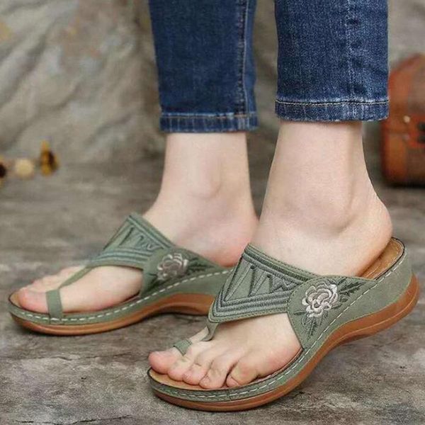 

slippers 2021 summer sandals women fashion embroidered flat ladies casual gladiator flip flops xx402, Black