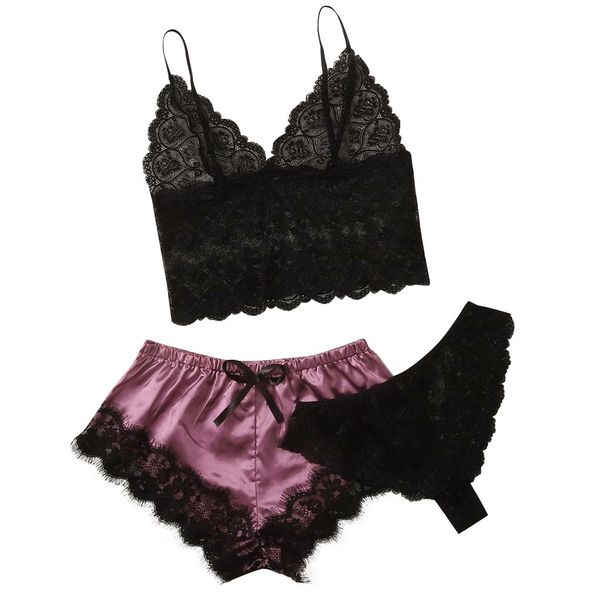 

net gauze lingerie sets erotic underwear briefs set women strap see through bikini babydolls nightwear, Black;white