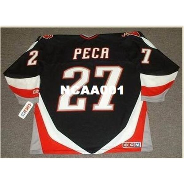 

668s #27 michael peca buffalo sabres 1999 ccm away hockey jersey or custom any name or number retro jersey, Black