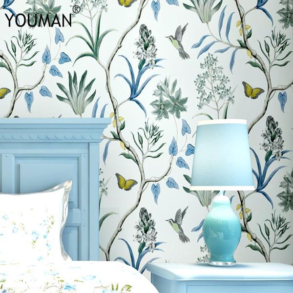 

wallpapers wallpaper youman vintage american country fresh 3d garden flower and bird bedroom living room tv background non-woven