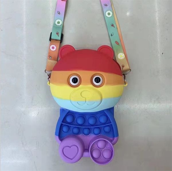 fidget zaini portamonete Borsa portamonete Simpatico cartone animato Orso Ape Gufo Stile Reliver Giocattolo antistress Push Bubble Giocattolo antistress Sensoriale Giocattoli per bambini Zaino Regalo di Natale