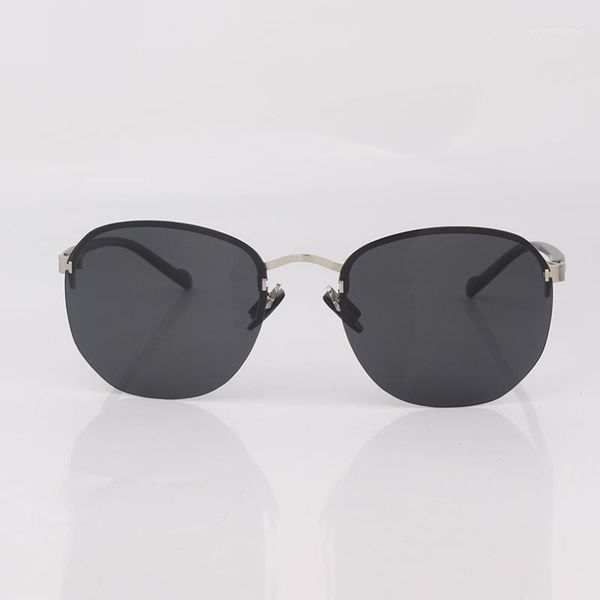 

rimless polarized sunglasses men utra light grey lens fashion women, White;black