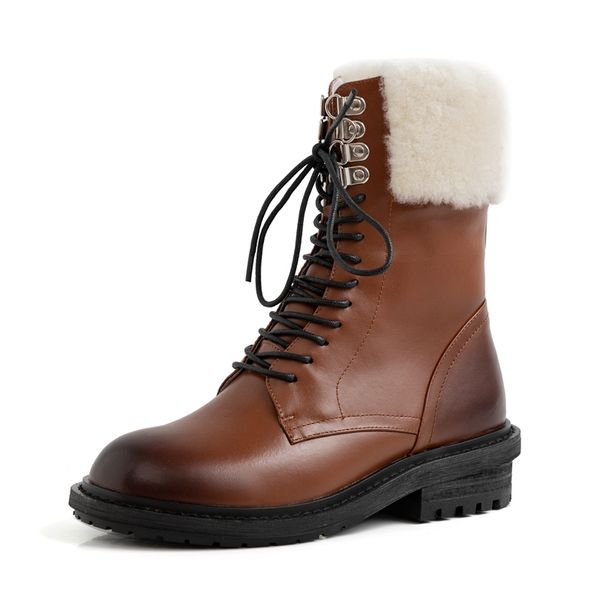 

winter new genuine leather womens boots winter shoes short plush ankle boots shoes for martin boots black brown plus size