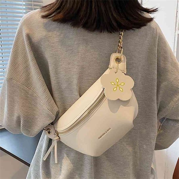 

french niche waist women 2021 new fashion one shoulder messenger chain chest bag