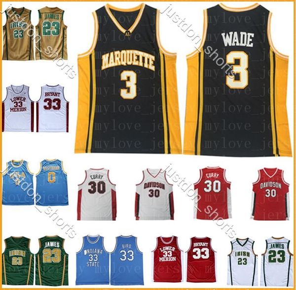 

ncaa college dwyane 3 wade basketball jersey men university marquette shirts green white blue, Black;red