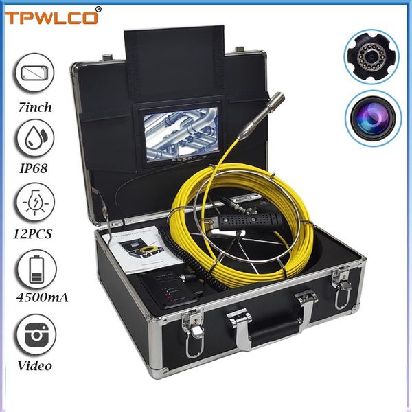 

7inch 20m cable underwater industrial pipe video plumbing system with dvr 23mm professional camera with 12pcs led lights
