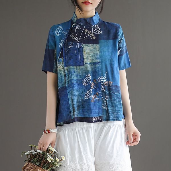 

chinese traditional qipao shirt for woman cheongsam style shirt short sleeve chinese blouse for ladies chinese 10149, Red