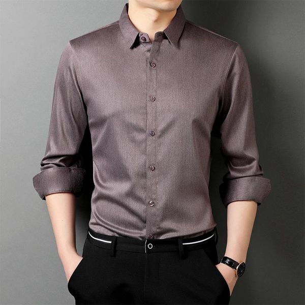 

men's casual shirts 2021 spring and autumn lapel long sleeve shirt clothing business 202141-1295, White;black