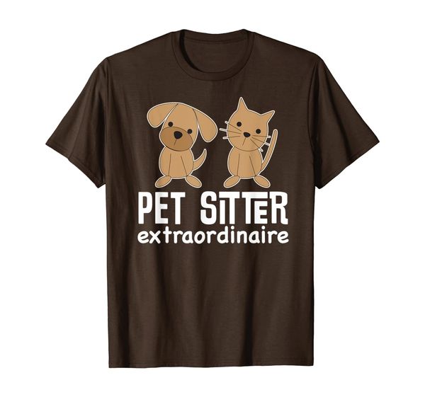 

pet sitter extraordinaire t-shirt dog cat care job tee, White;black