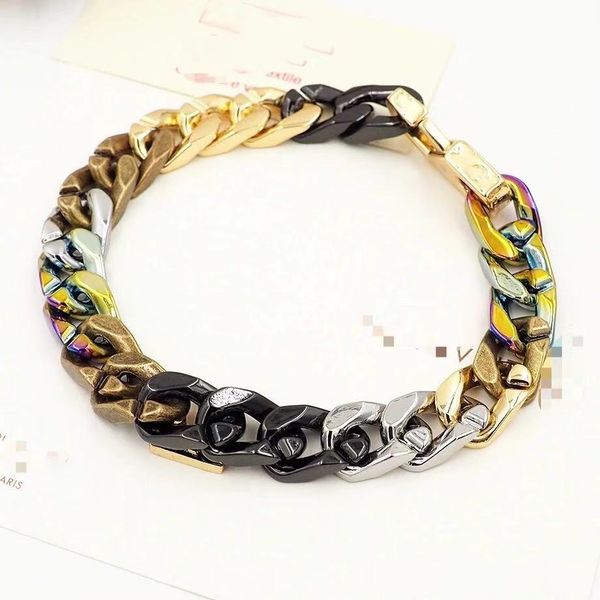 

2021 new stainless steel macaron bracelet necklace personality fashion europe and the united states selling classic couples, Silver