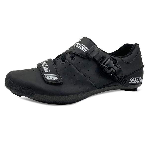

cycling footwear c1 city shoes heat moldable 3k carbon fiber road bike sneakers buckle shoelaces thermoplastic bicycle, Black