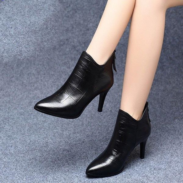 

boots high heels ankle woman naked 2021 women autumn/winter shoes thin heel back zipper female footware black