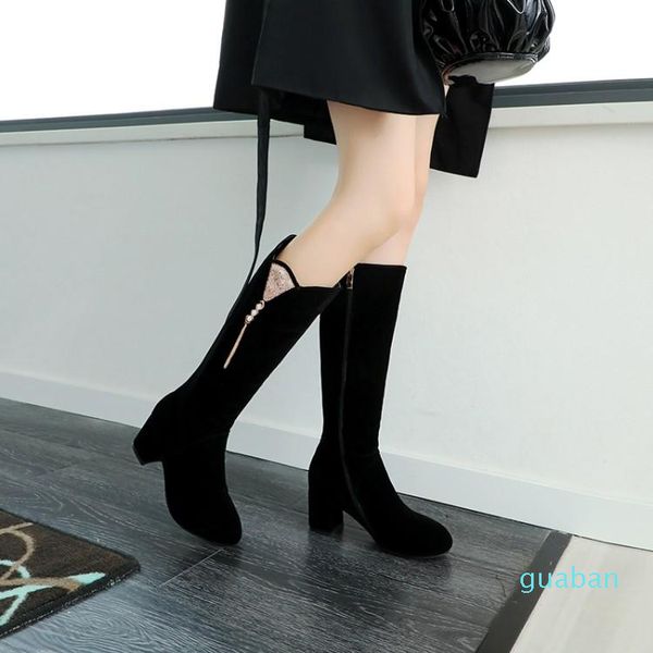 Botas Big Size 9 10 11 12 Mulheres Mulheres Winter Shoes Botas Pingente Pingente Side Zipper 6464