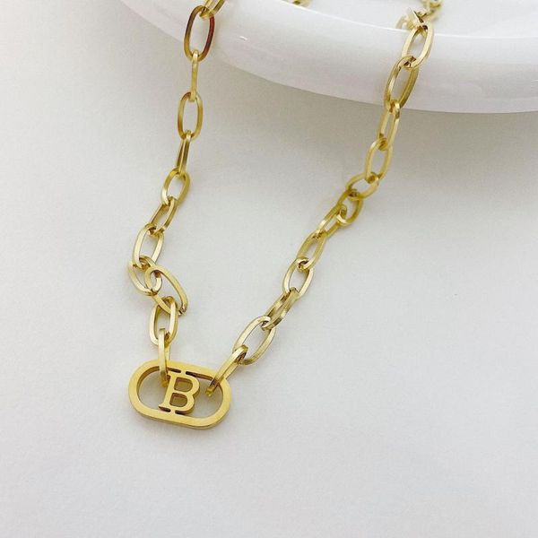 

pendant necklaces fashion couple necklace personality b letter titanium steel sweater chain, Silver