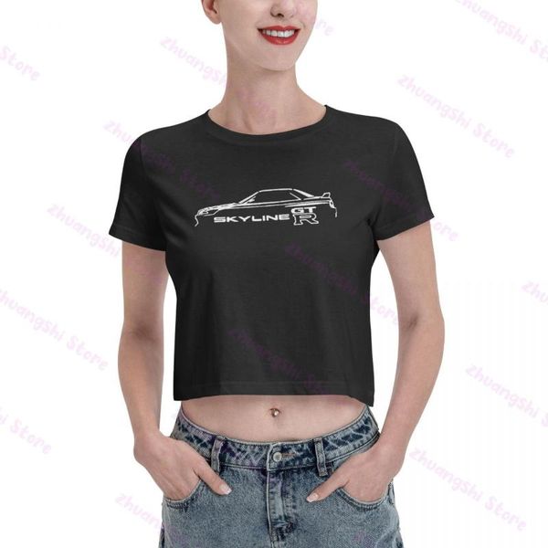 

women's t-shirt gtr r32 inspired classic car young fashion crop t, White