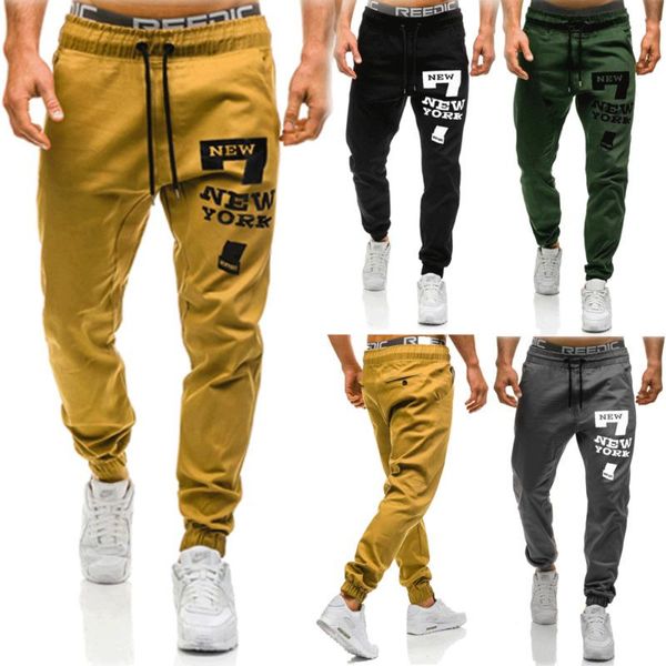 

running pants fashion men casual sport long handsome slim fit trousers young boys joggers gym sweatpants khaki gary black green, Black;blue
