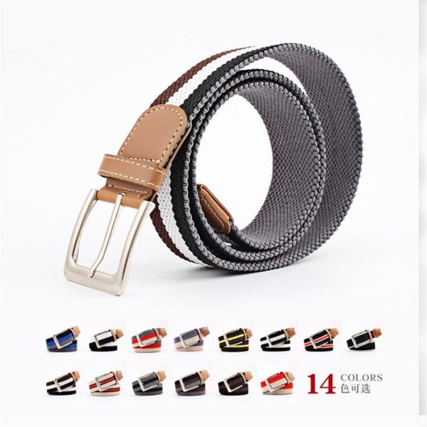

belts 2021 casual stretch elastic knitted woven belt male female pin buckle canvas waist strap for women men jeans pants, Black;brown
