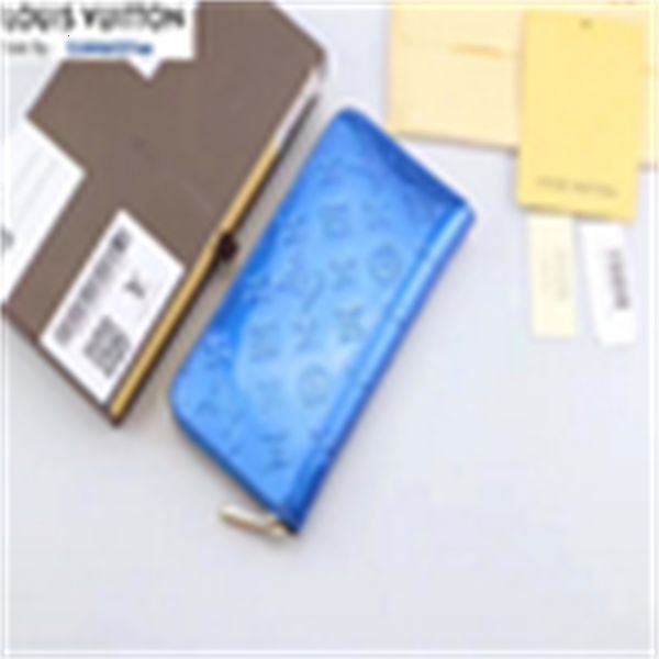 

holders brand designer luxury m60017 patent leather zip wallet blue women real leather long wallets chain wallet pouches key card phone case, Red;black