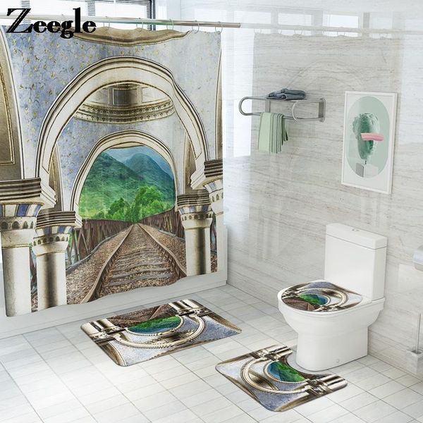 

bath mats printing mat and shower curtain set non-slip toilet carpet microfiber bathroom floor scebic