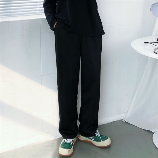

summer floor mop ins trend black straight tube wide leg high street men's korean loose casual pants