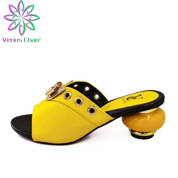 

dress shoes comfortable 2021 slippers yellow color african women with crystal flower nigerian ladies selling for garden party, Black
