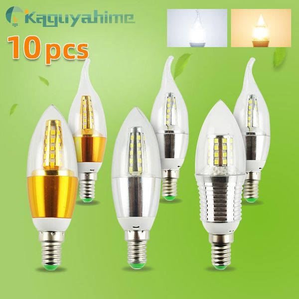 

bulbs =(k)= 10pcs led e14 bulb 220v 7w 9w 12w golden silver aluminum candle lamp light for crystal chandelier lampara ampoule
